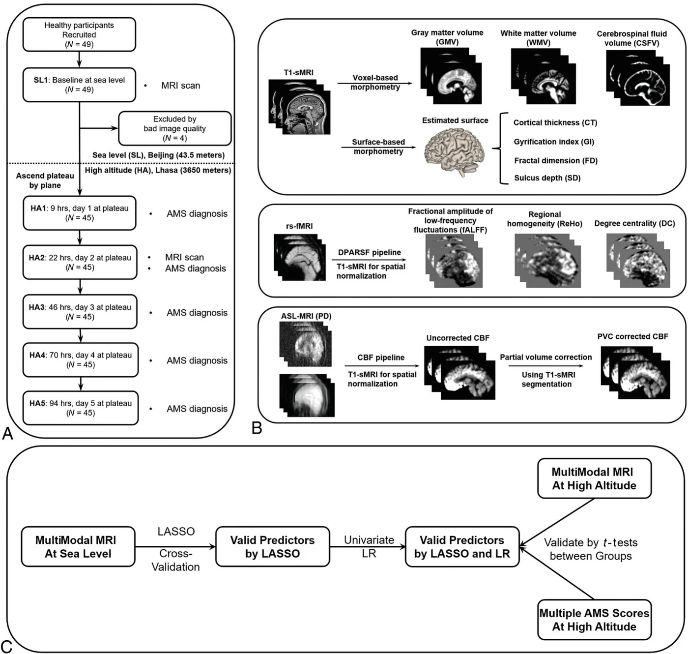 Study design figure: Sea-level brain predictors of acute mountain sickness